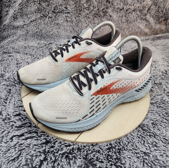 Brooks Adrenaline GTS 21 Running Shoes, White/Blue, Women's Size 8 - Picture 4 of 9